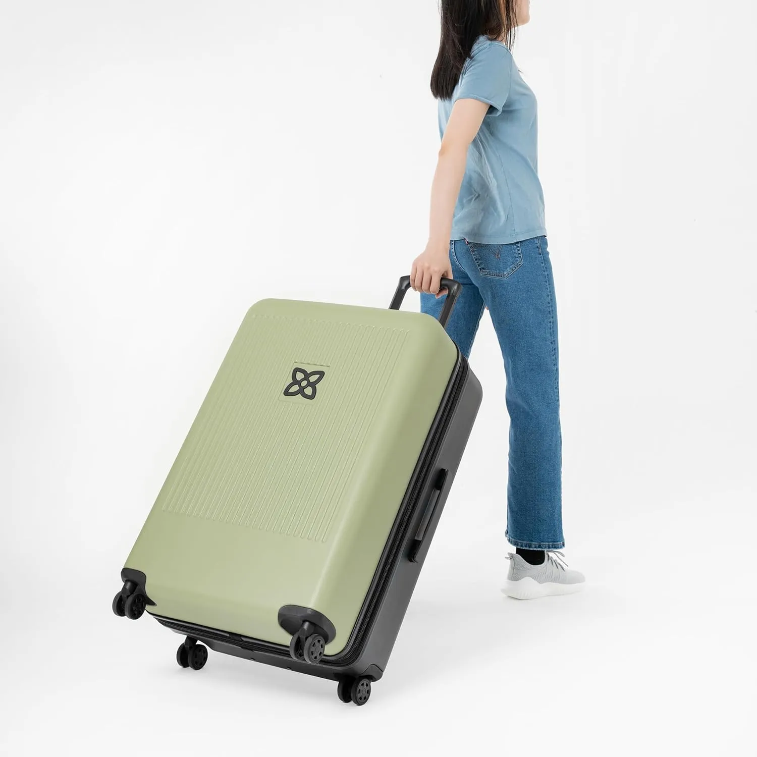Sherpani Meridian, 29 Inch Travel Hardside Luggage, Durable Hardshell Luggage, Expandable Suitcase with 4 Double Spinner Wheels, Checked Luggage for Women (Sage)