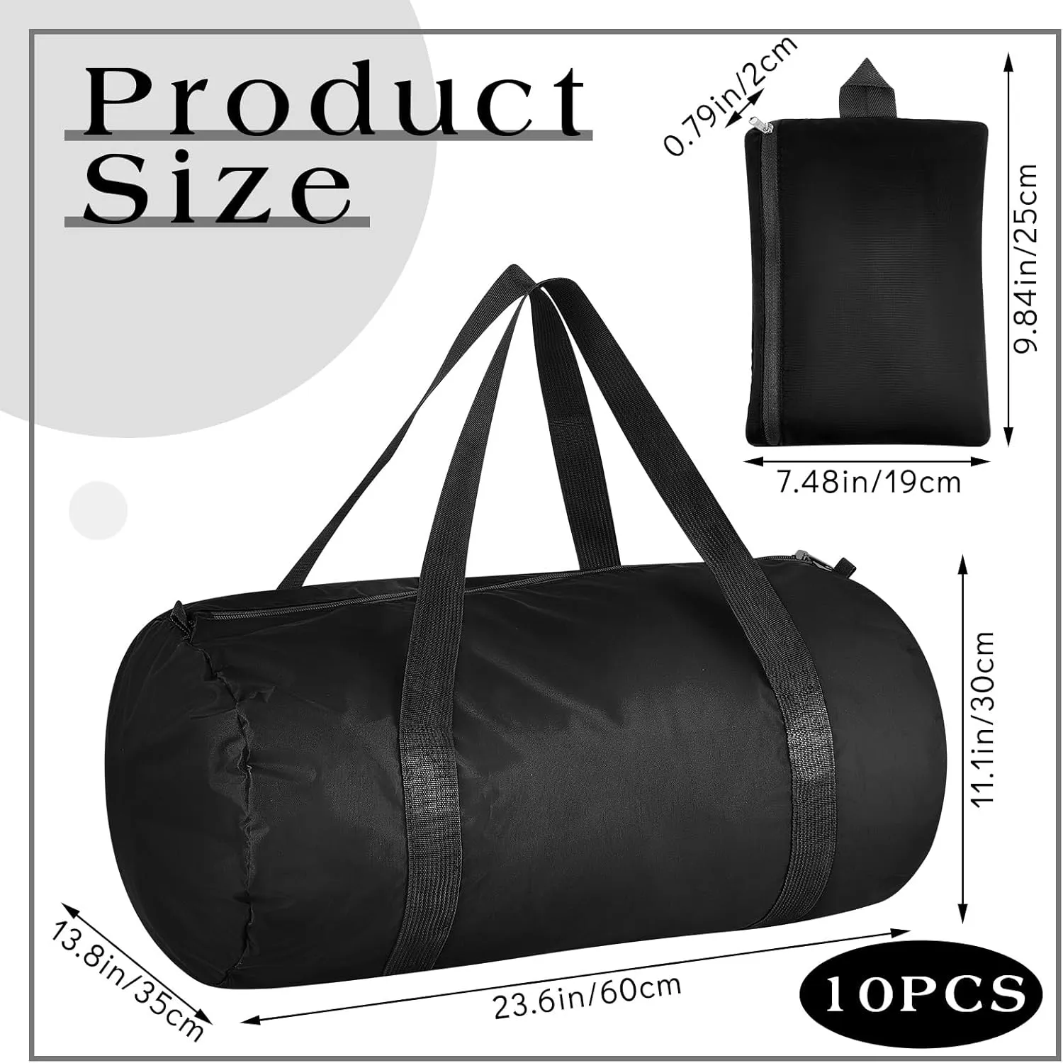 Silkfly 10 Pcs Duffle Bag Large Foldable Gym Bag Travel Duffel Bag Waterproof Lightweight Sports Duffel Bags Weekender Bag for Men Women Workout Fitness Hiking Camping (23.6 x 13.8 x 11.8 Inches)