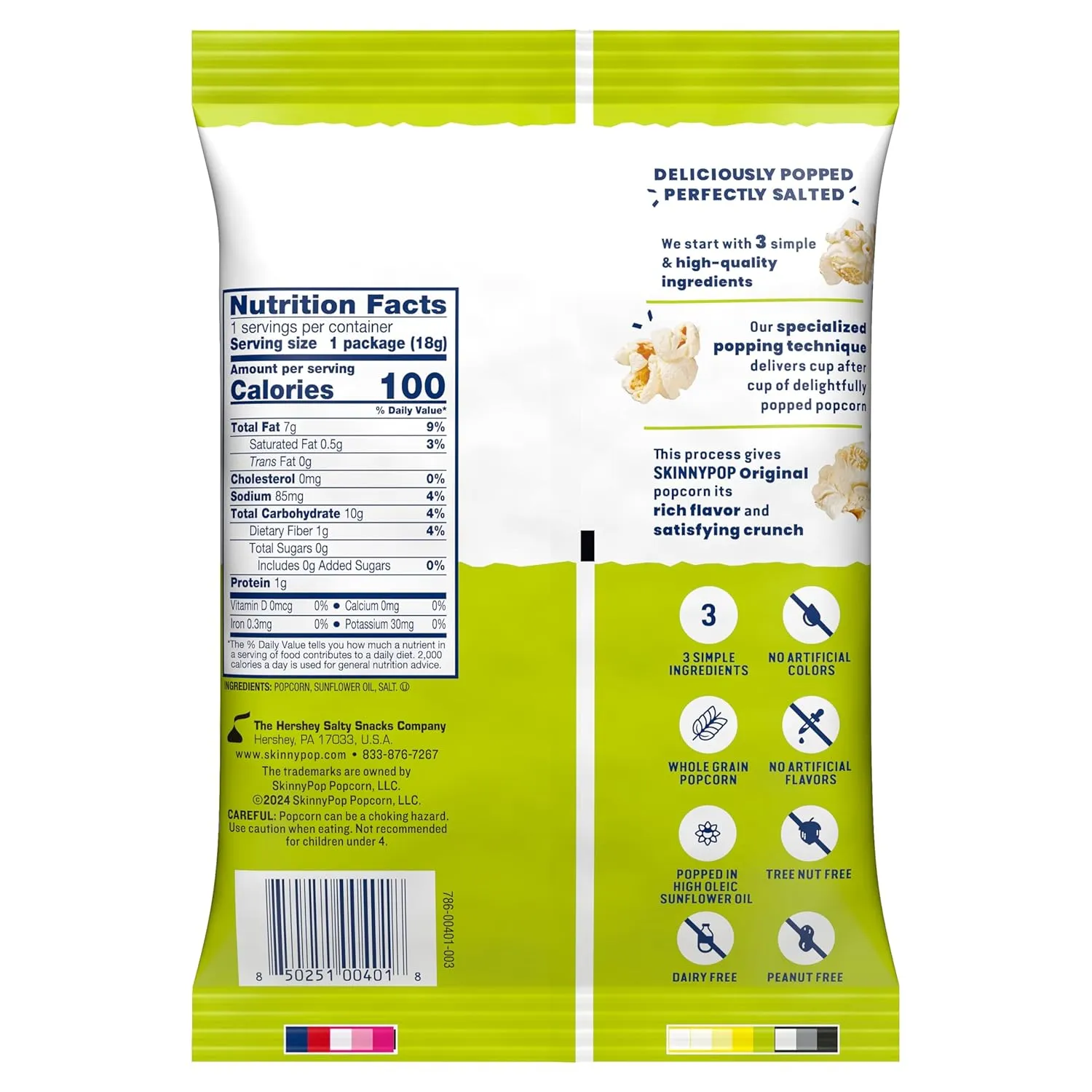 SkinnyPop Original Popcorn, Individual Snack Size Bags, Skinny Pop, Healthy Popcorn Snacks, Gluten Free, 0.65 Ounce (Pack of 30)