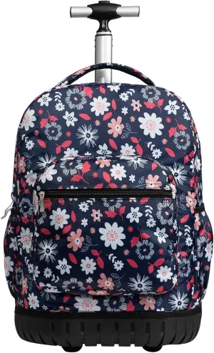 SKYMOVE 18 inches Wheeled Rolling Backpack Multi-Compartment College Books Laptop Bag Business Trip Carry-on