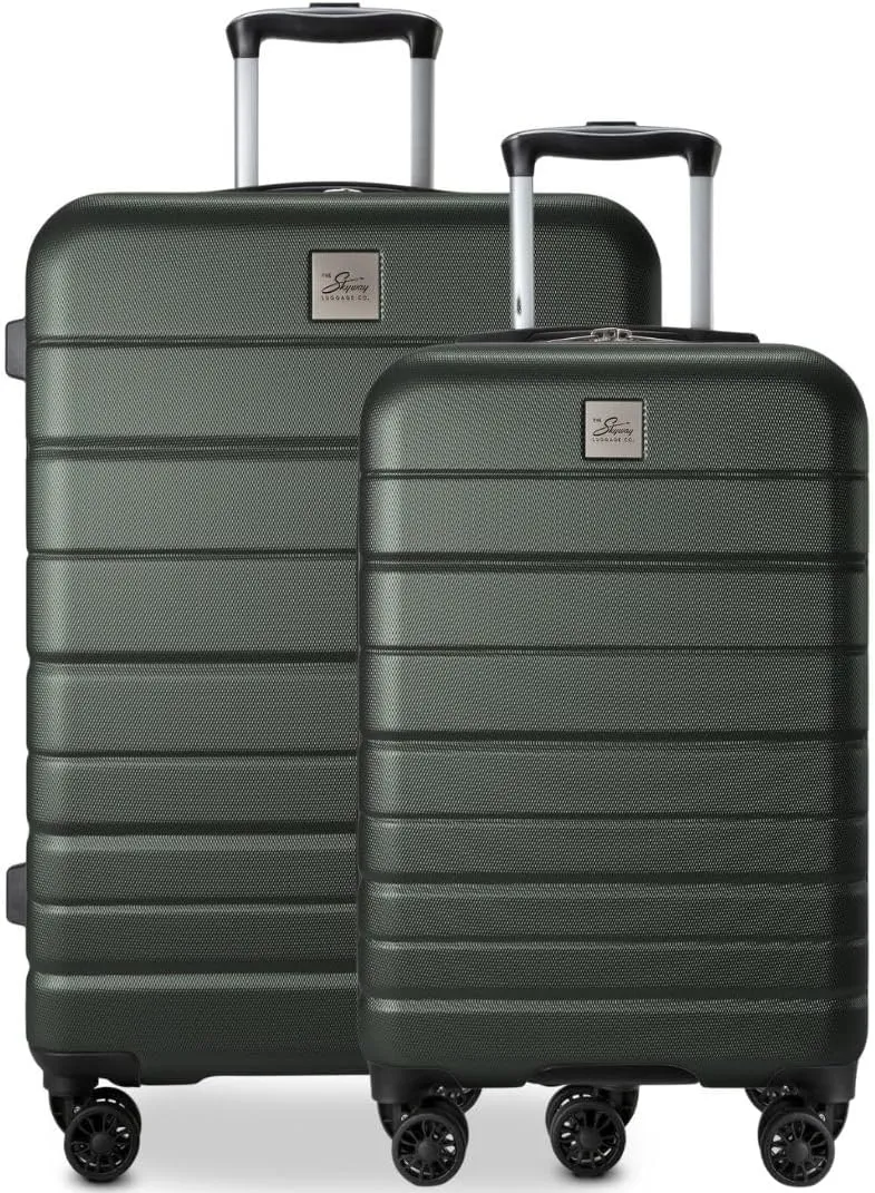 Skyway Epic 2.0 Hardside Lightweight and Durable ABS Shell Luggage, Spacious with 4-Wheel Spinners, Comfort Grip with Telescoping Handle, Men and Women, Thyme, 2-Piece Set (20,24)