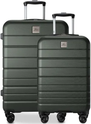 Skyway Epic 2.0 Hardside Lightweight and Durable ABS Shell Luggage, Spacious with 4-Wheel Spinners, Comfort Grip with Telescoping Handle, Men and Women, Thyme, 2-Piece Set (20,24)