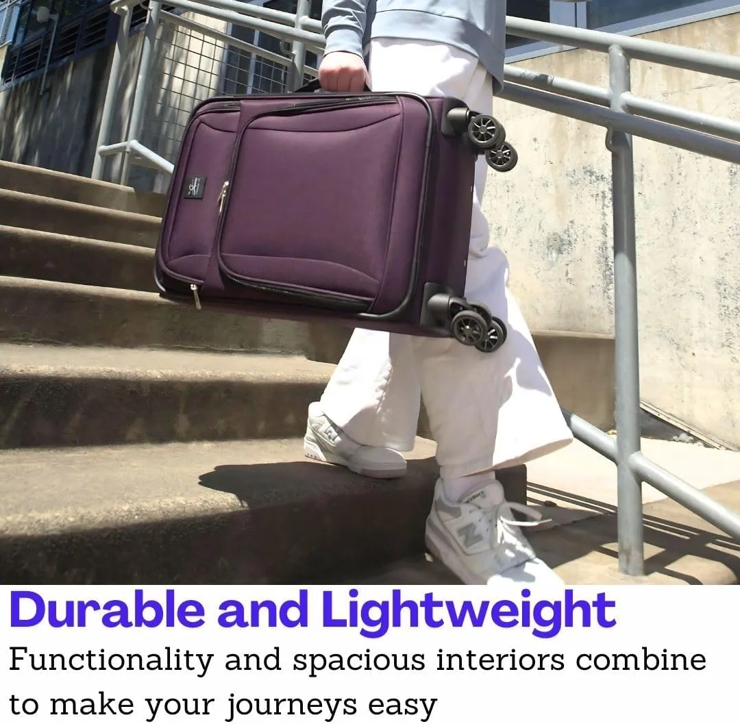 Skyway Epic Softside Large Checked Luggage - Lightweight Suitcase with Wheels | TSA Approved Travel Bag | Spinner Suitcase | Large Luggage Set with Telescoping Handle, 28 inch, Plum