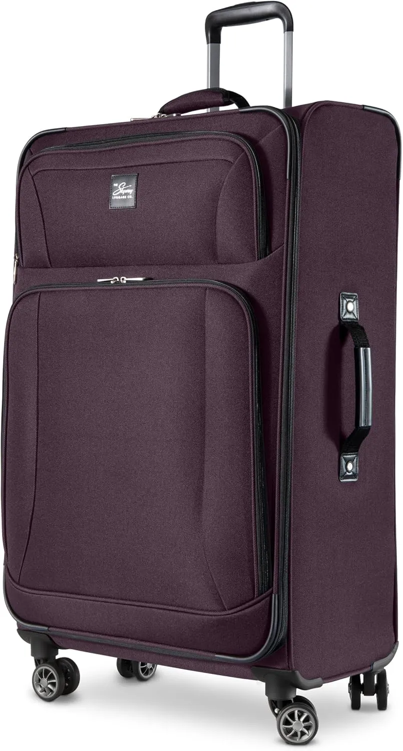 Skyway Epic Softside Large Checked Luggage - Lightweight Suitcase with Wheels | TSA Approved Travel Bag | Spinner Suitcase | Large Luggage Set with Telescoping Handle, 28 inch, Plum