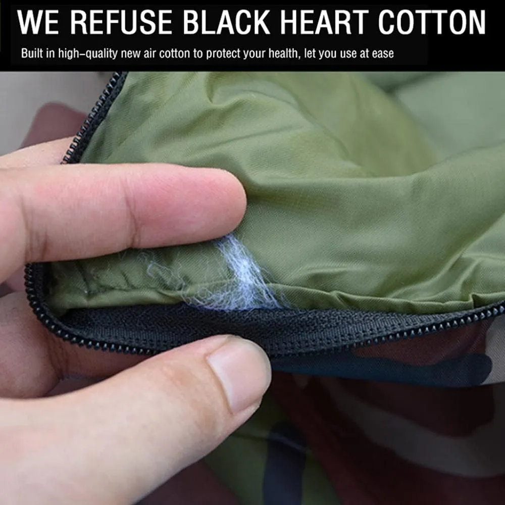 Sleeping Bag for Adults, Envelope Compact Outdoor Sleeping Bags, with Compression Sack, for Adults & Kids -Indoor & Outdoor, Camping, Backpacking, Hiking-1.3kg_Green Camouflage Super