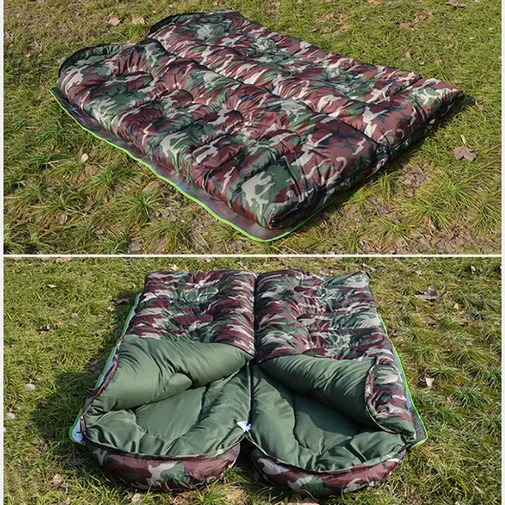 Sleeping Bag for Adults, Envelope Compact Outdoor Sleeping Bags, with Compression Sack, for Adults & Kids -Indoor & Outdoor, Camping, Backpacking, Hiking-1.3kg_Green Camouflage Super