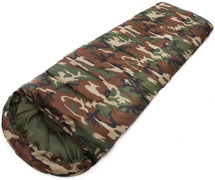 Sleeping Bag for Adults, Envelope Compact Outdoor Sleeping Bags, with Compression Sack, for Adults & Kids -Indoor & Outdoor, Camping, Backpacking, Hiking-1.3kg_Green Camouflage Super