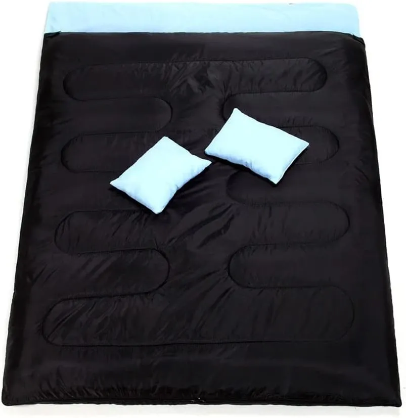 Sleeping Bags Double Thermal Sleeping Bag 2 Person Winter Envelope Sleeping Bag Outdoor Camping Hiking Sleeping Bag with 2 Pillows
