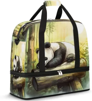 Sleepy Forest Panda Travel Duffel Bag, Travel Essentials, Gym Bag for Women, Weekender Overnight Bag With Shoes Compartment, Carry On Bags for Airplanes