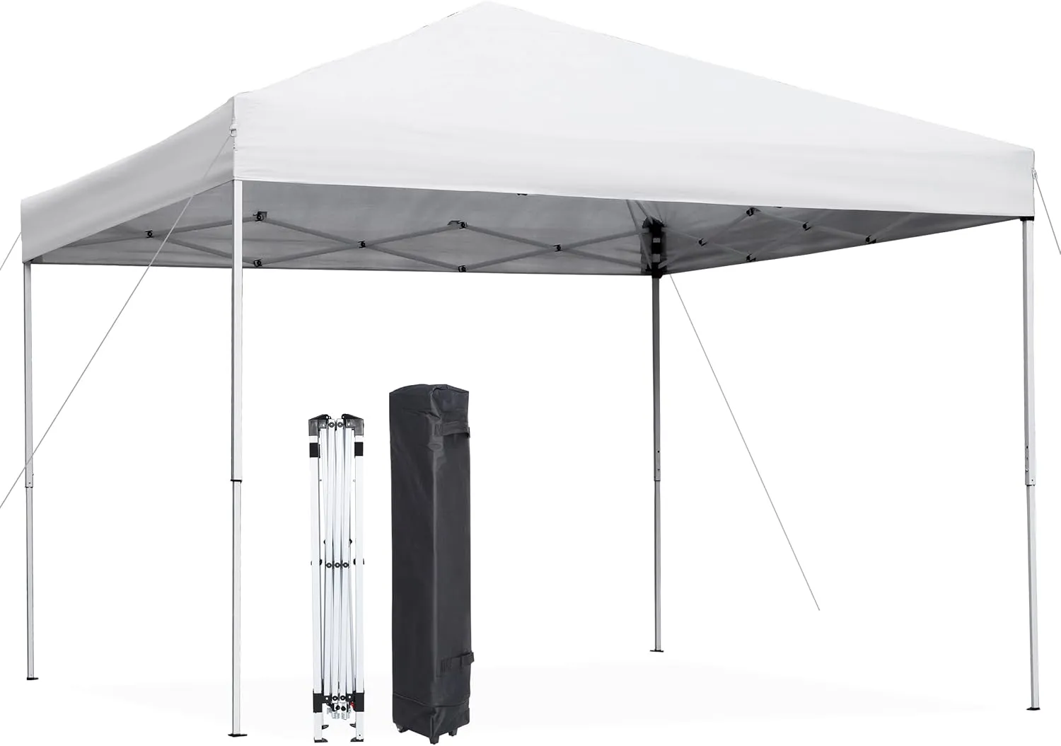 Smartxchoices 10 x 10 FT Pop Up Canopy Tent - Instant Outdoor Canopy with Wheeled Carry Bag, 4 Ropes, Straight Legs, Stakes,Height Adjustable Outdoor Tent Sun Protection Beach Shelter, White