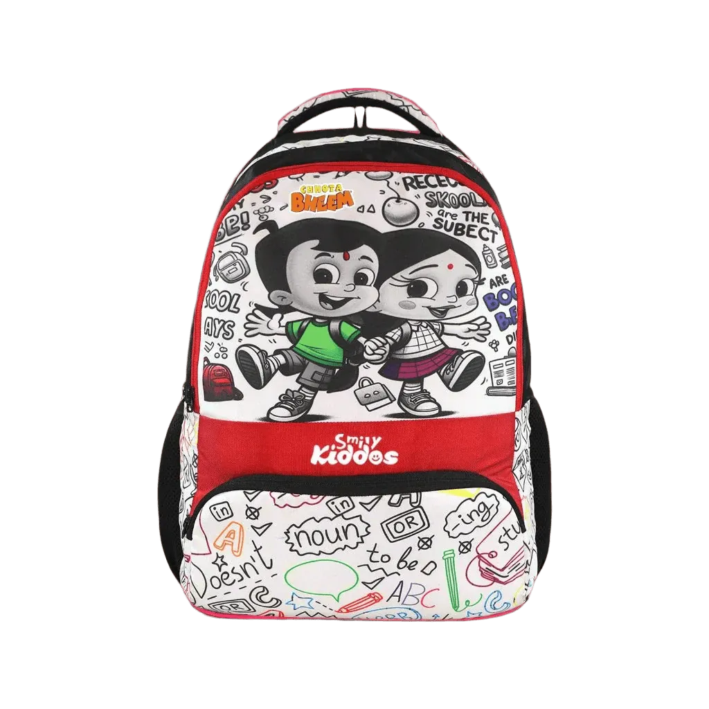 SMILY KIDDOS CHHOTA BHEEM JUNIOR BACKPACK 4 RED & BLACK 17 INCHES