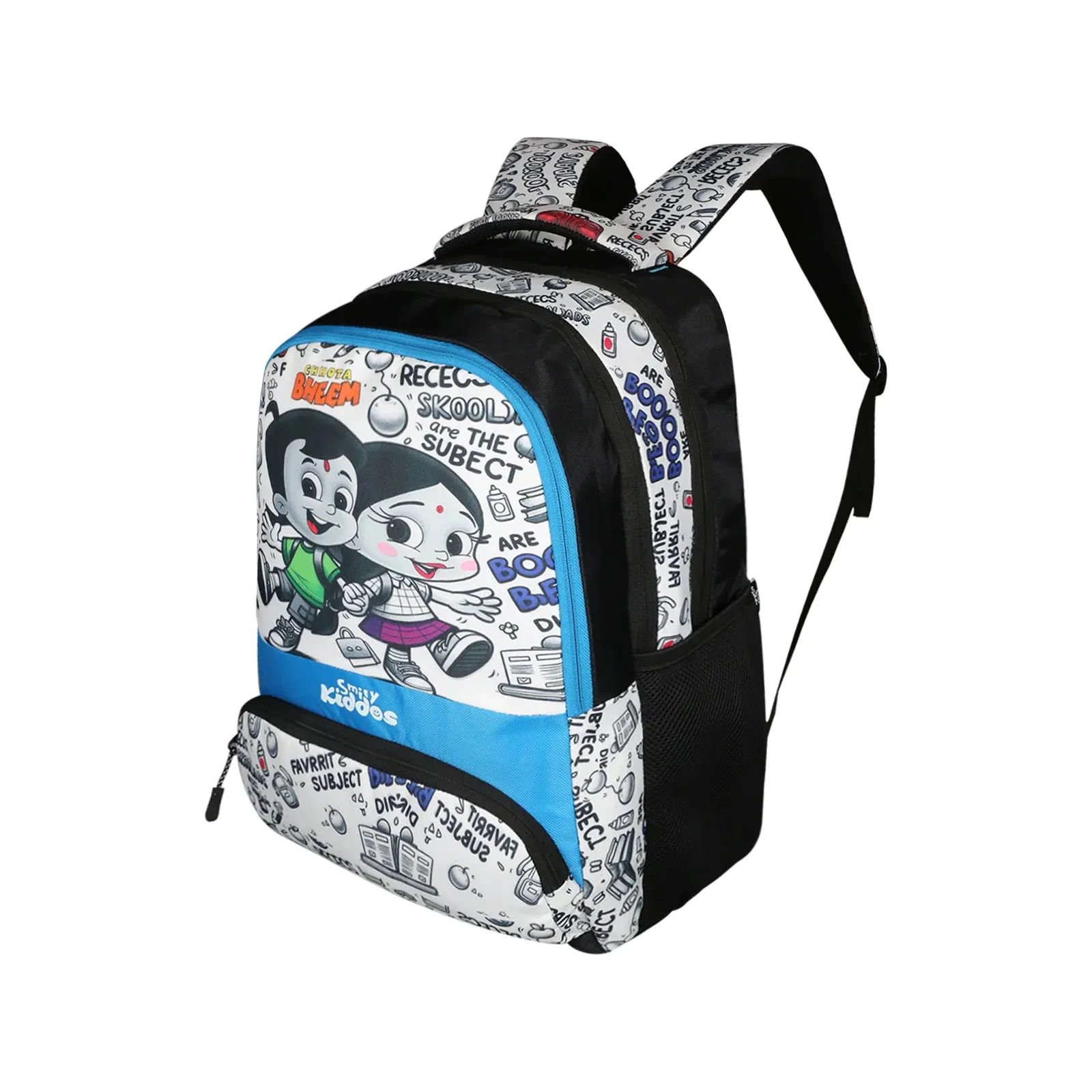 SMILY KIDDOS CHHOTA BHEEM JUNIOR BACKPACK 4 T BLUE & BLACK 17 INCHES