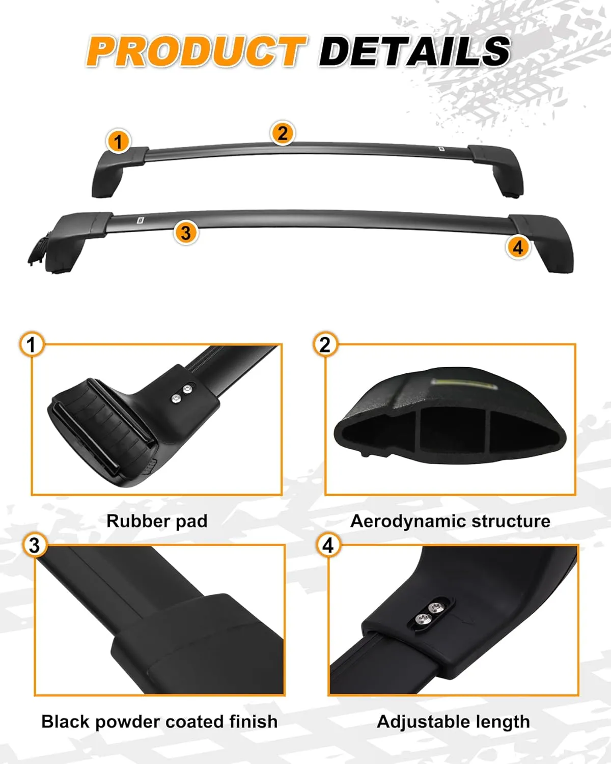 Snailfly Upgraded Crossbar Fit for 2021-2025 Hyundai Santa Cruz SE SEL Premium Night Limited Roof Rack Top Cargo Carrier Cross bar
