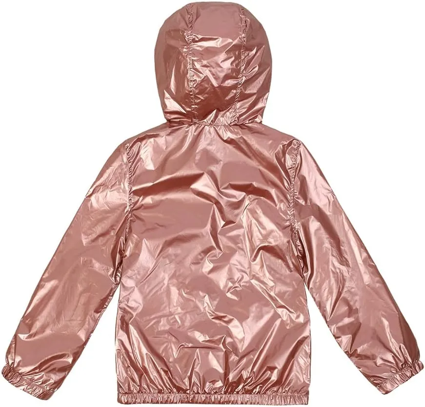 SNOW DREAMS Girls Waterproof Rain Jacket Windbreaker Lightweight Coat Kids Raincoat Outerwear