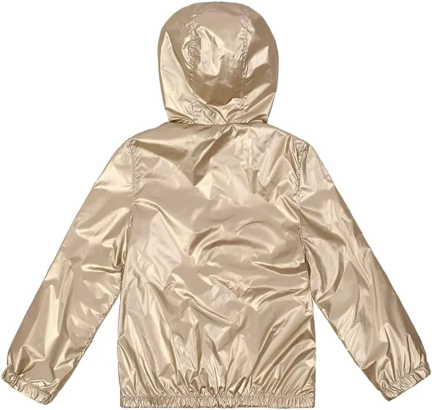 SNOW DREAMS Girls Waterproof Rain Jacket Windbreaker Lightweight Coat Kids Raincoat Outerwear