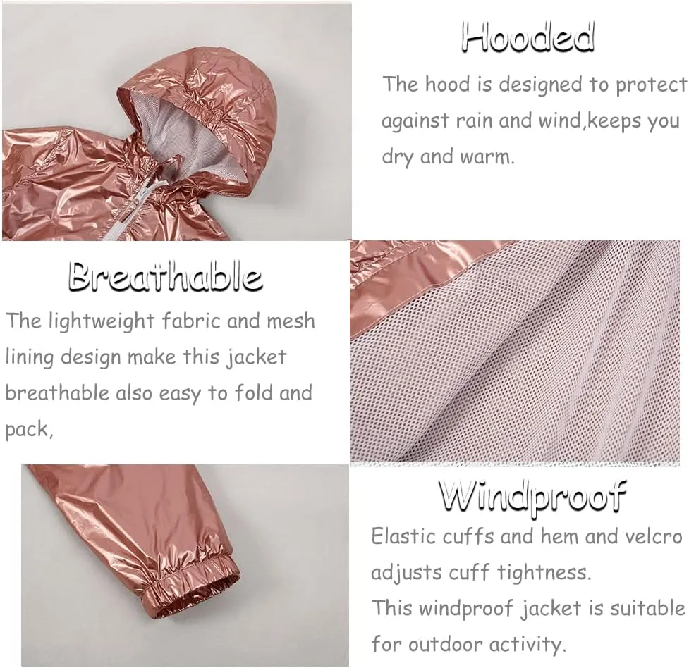 SNOW DREAMS Girls Waterproof Rain Jacket Windbreaker Lightweight Coat Kids Raincoat Outerwear