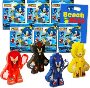 Sonic The Hedgehog Blind Bag Party Favors for Kids Birthday - Bundle with 6 Sonic Mystery Packs with Figures and Loot Bags Party Supplies
