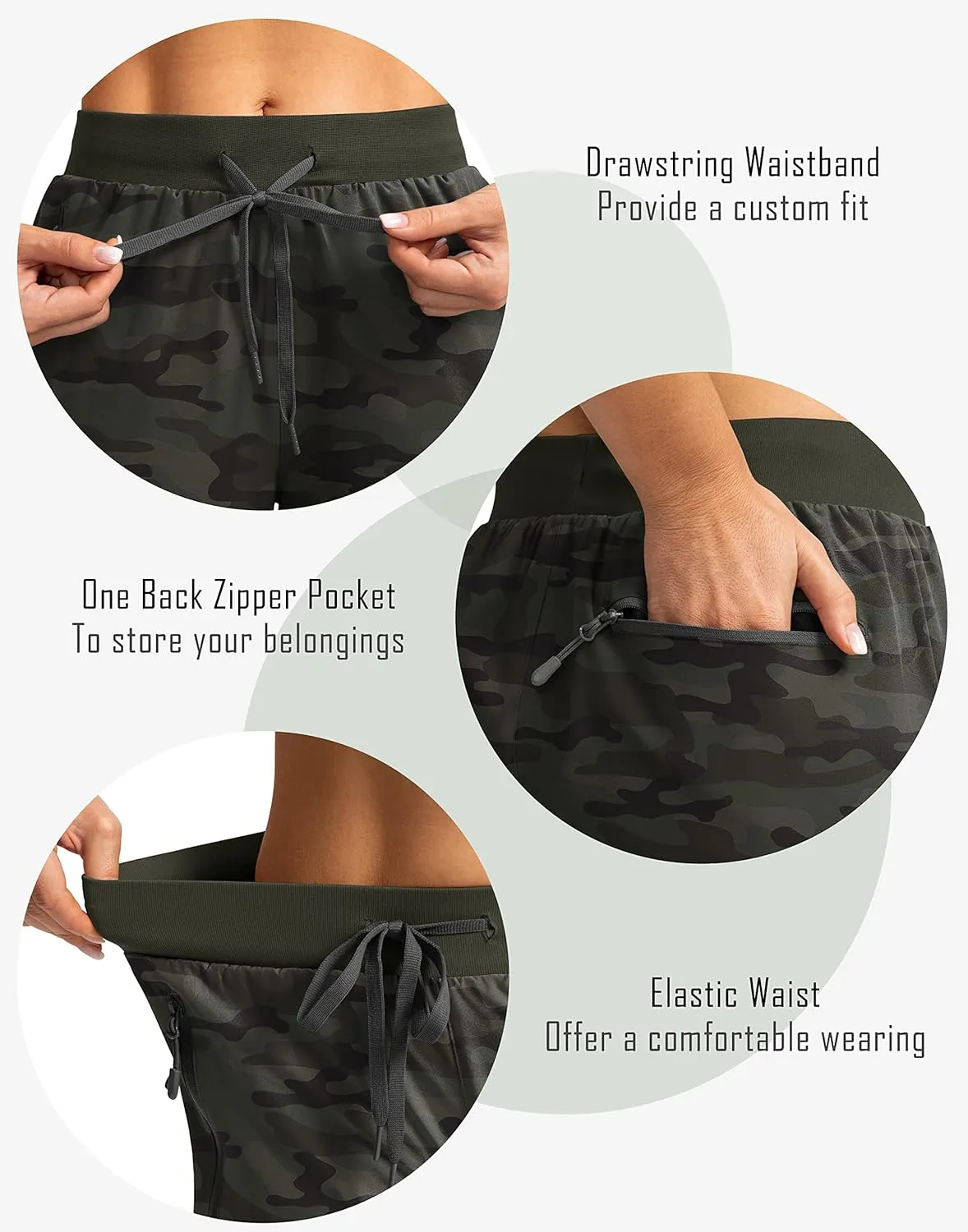 Soothfeel Women's 9" Hiking Cargo Shorts with 5 Pockets Quick Dry Summer Athletic Golf Bermuda Long Shorts for Women Casual