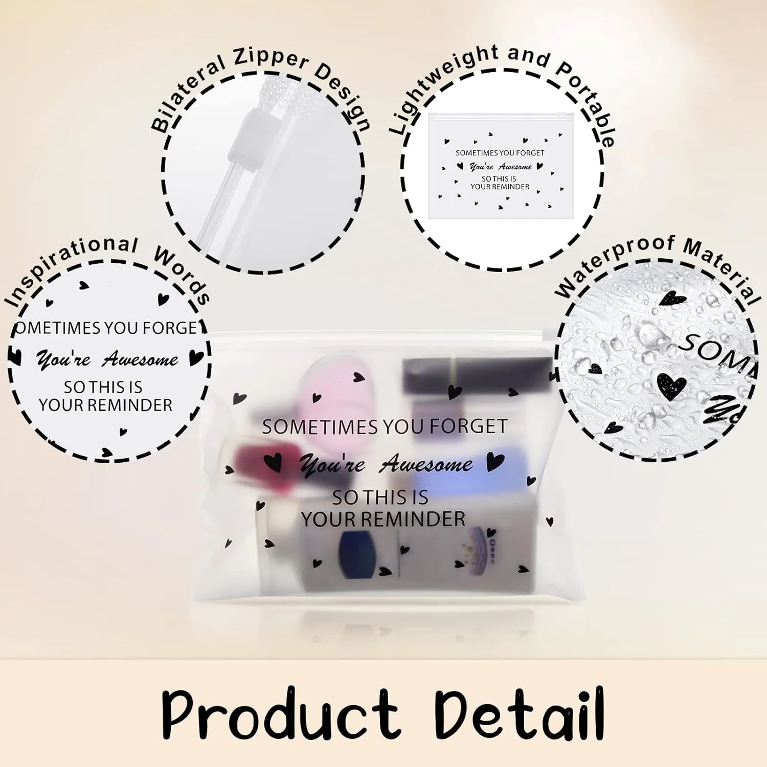 Sotiff 60 Pcs Inspirational Gifts for Women, Mother's Day Swag Bags Items, Bulk EVA Cosmetic Makeup Bag Employee Appreciation Gifts for Her Nurse Coworkers(Awesome,8 x 6 Inch)