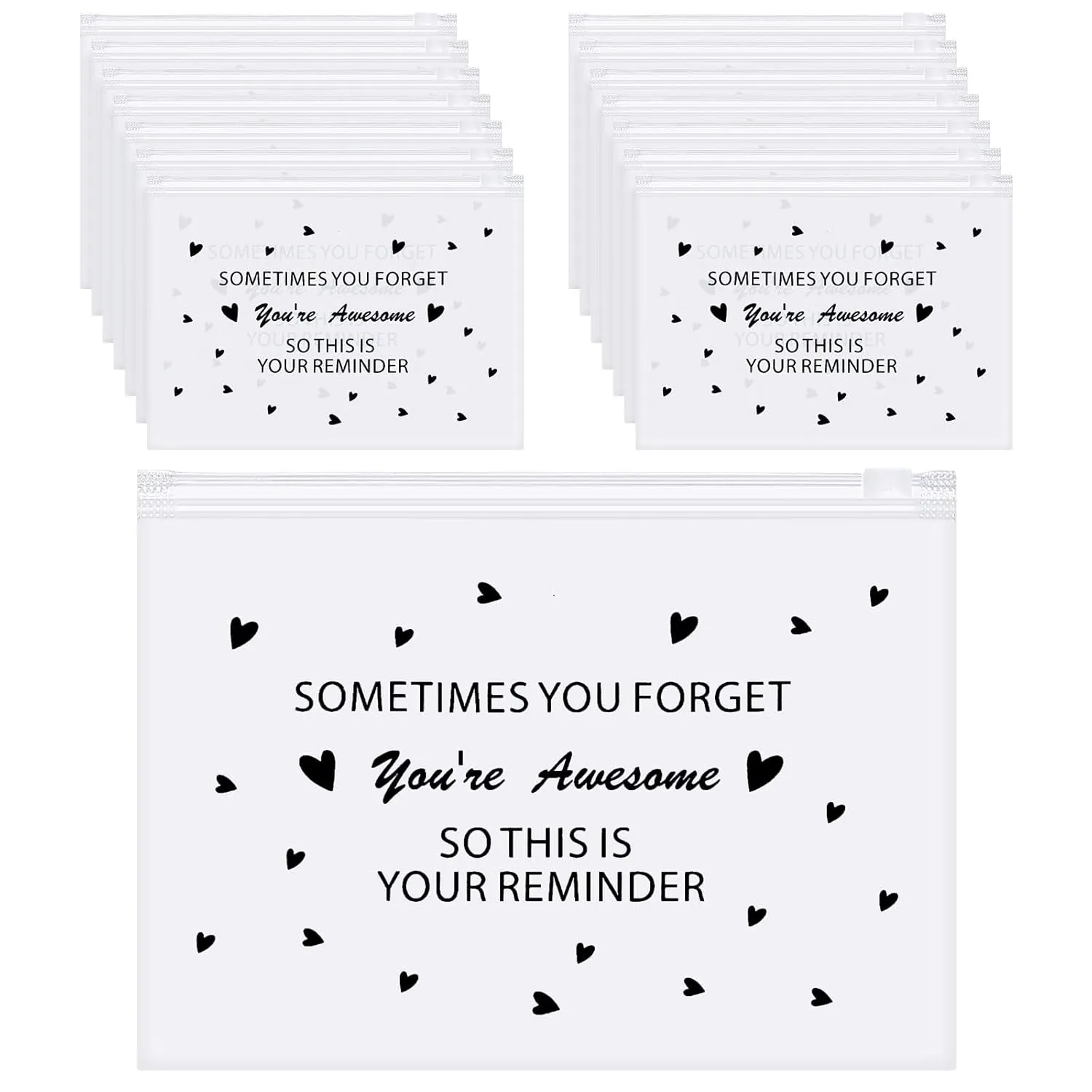 Sotiff 60 Pcs Inspirational Gifts for Women, Mother's Day Swag Bags Items, Bulk EVA Cosmetic Makeup Bag Employee Appreciation Gifts for Her Nurse Coworkers(Awesome,8 x 6 Inch)