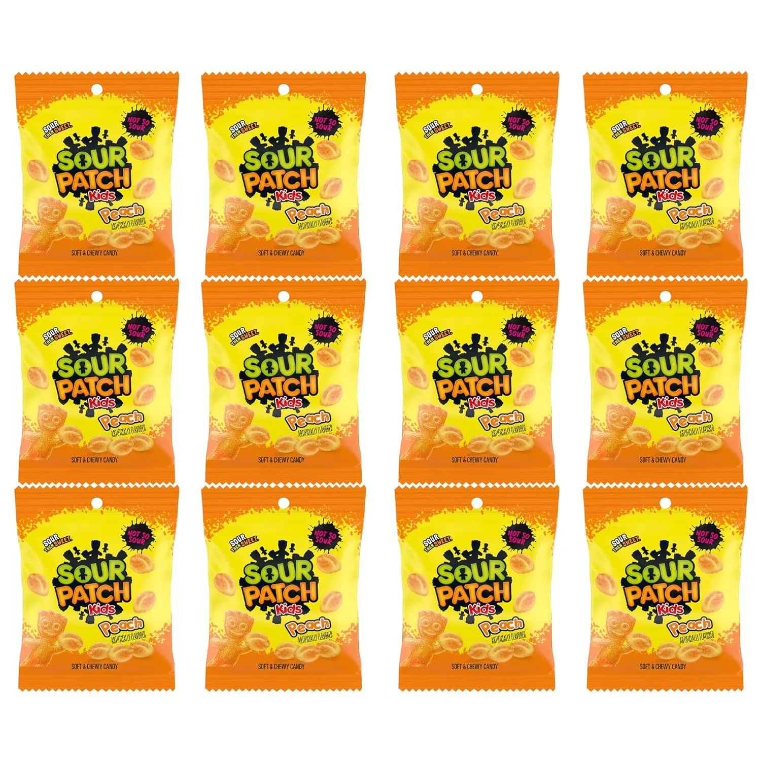 SourPatch Kids Peach, 3.56 Ounce Bags (Pack of 12)