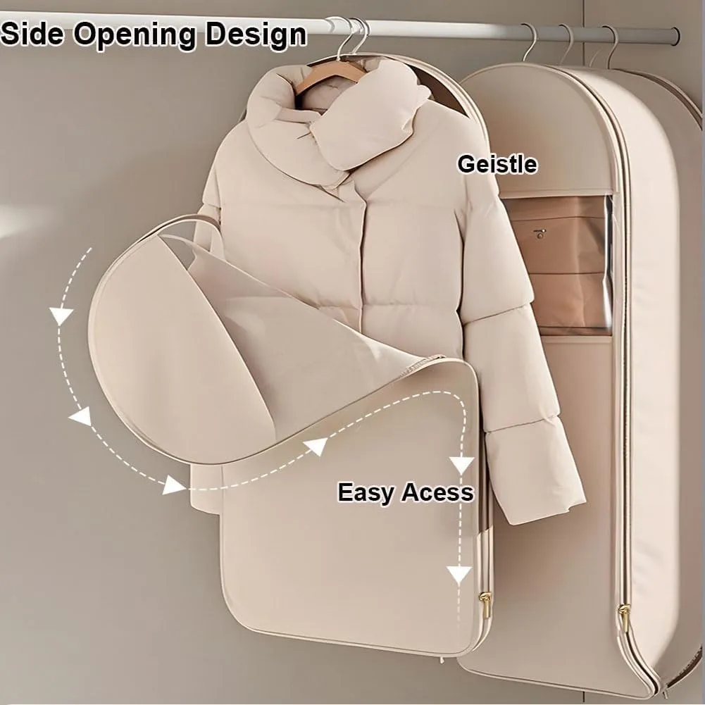 Space Saving Hanging Garment Bag with Self Compression Zipper, with 3 Cedar Blocks, Garment Bags for Hanging Clothes, Dust Cover Clothes Bags for Down Coat (Pink, (Medium Large X-Large)3Pcs)