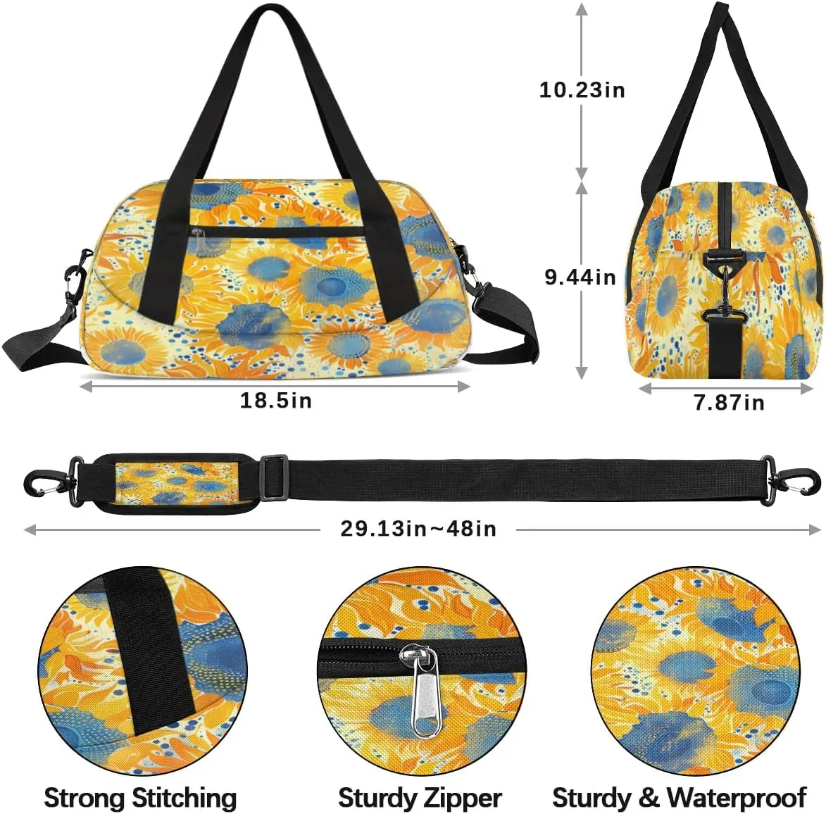 Sport Duffel Bag Abstract Sunflower Kids Gym Bag Weekender Overnight Bags for Boys Girls Teens Carry On Workout Travel Bag