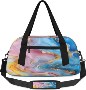 Sport Duffel Bag Attractive Marble Pattern Kids Gym Bag Weekender Overnight Bags for Boys Girls Teens Carry On Workout Travel Bag