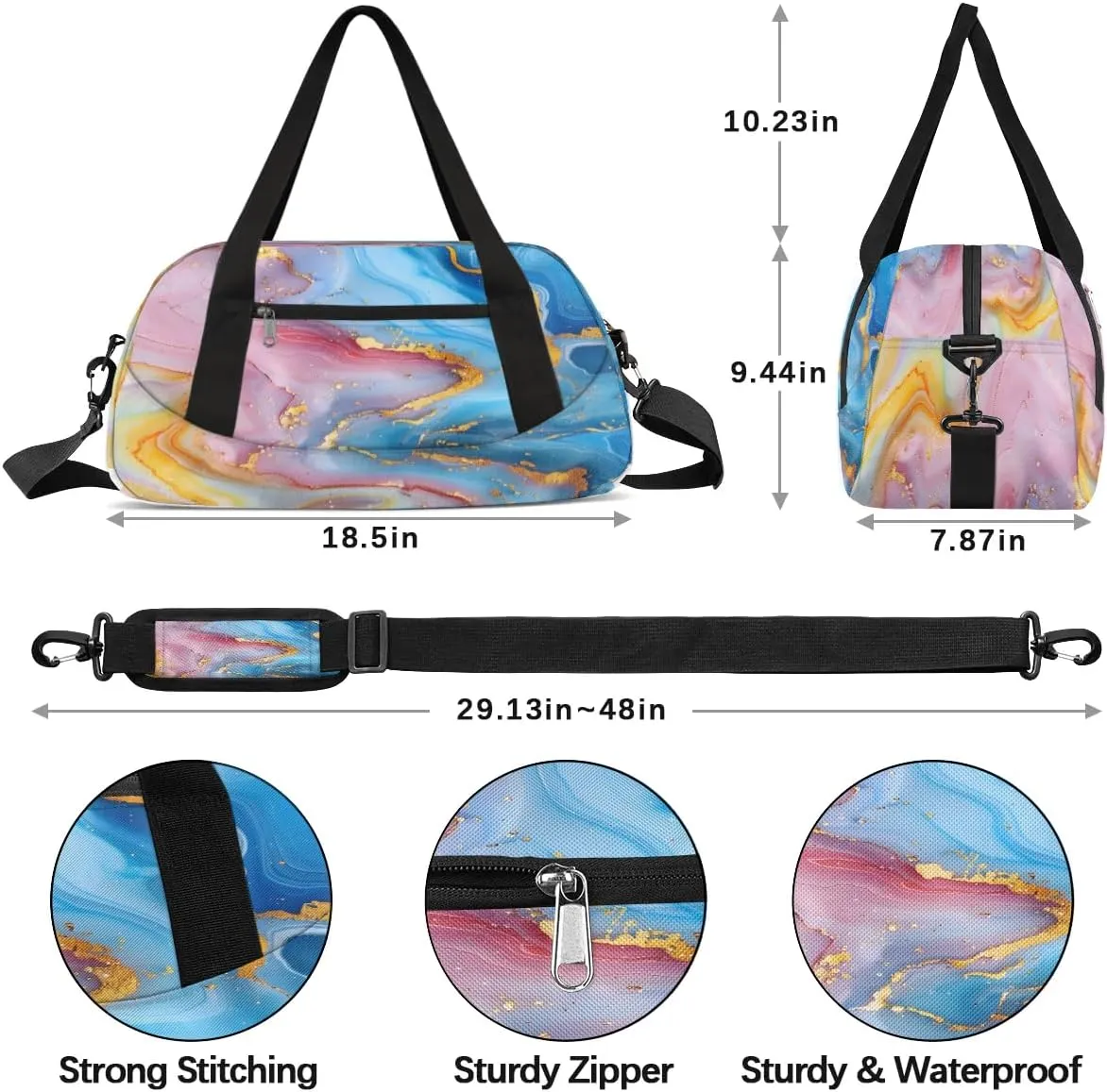 Sport Duffel Bag Attractive Marble Pattern Kids Gym Bag Weekender Overnight Bags for Boys Girls Teens Carry On Workout Travel Bag