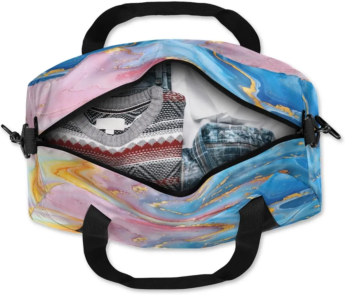 Sport Duffel Bag Attractive Marble Pattern Kids Gym Bag Weekender Overnight Bags for Boys Girls Teens Carry On Workout Travel Bag
