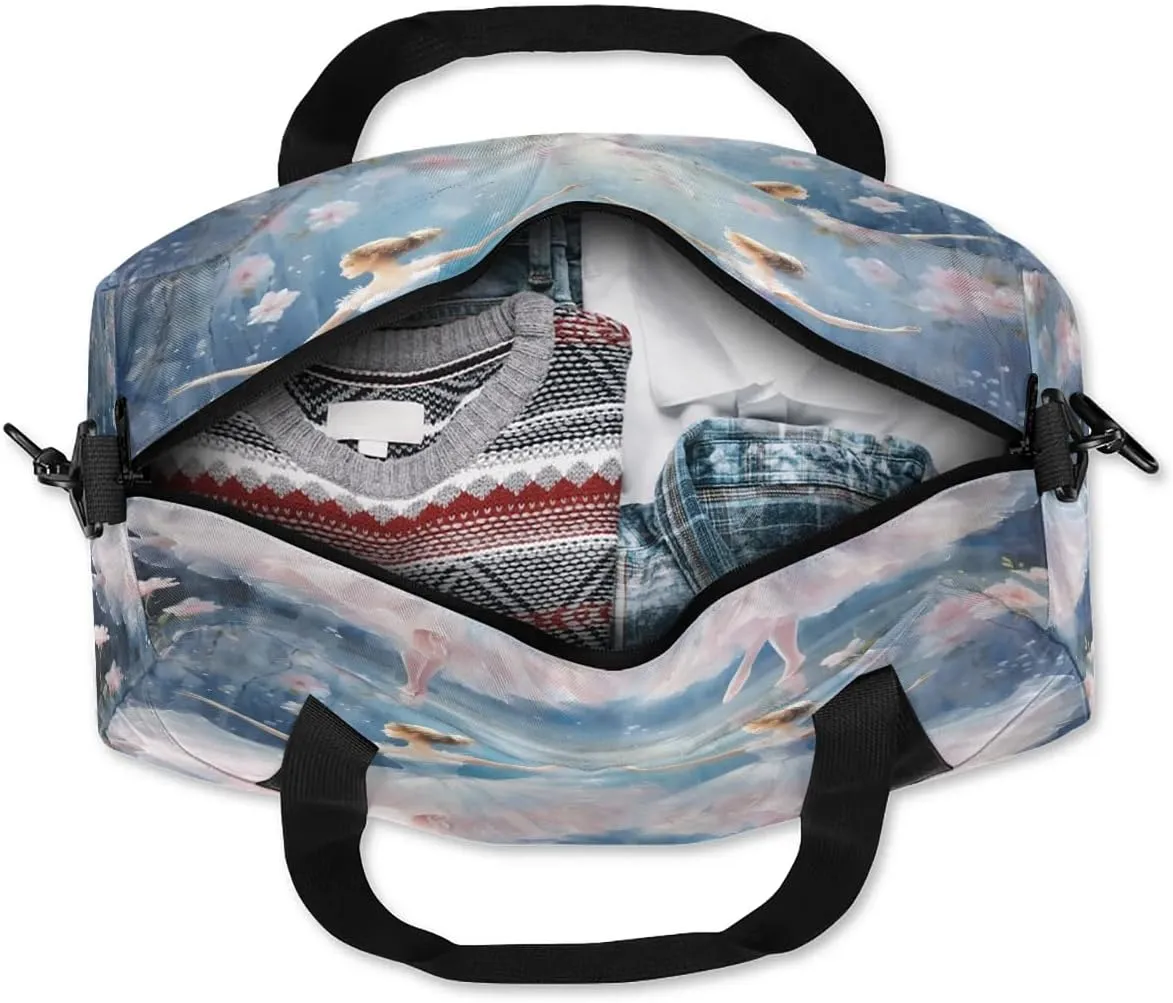 Sport Duffel Bag Ballet Flowers Kids Gym Bag Weekender Overnight Bags for Boys Girls Teens Carry On Workout Travel Bag