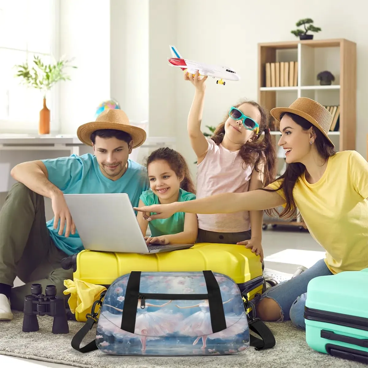 Sport Duffel Bag Ballet Flowers Kids Gym Bag Weekender Overnight Bags for Boys Girls Teens Carry On Workout Travel Bag
