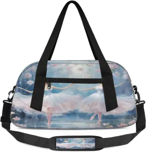 Sport Duffel Bag Ballet Flowers Kids Gym Bag Weekender Overnight Bags for Boys Girls Teens Carry On Workout Travel Bag
