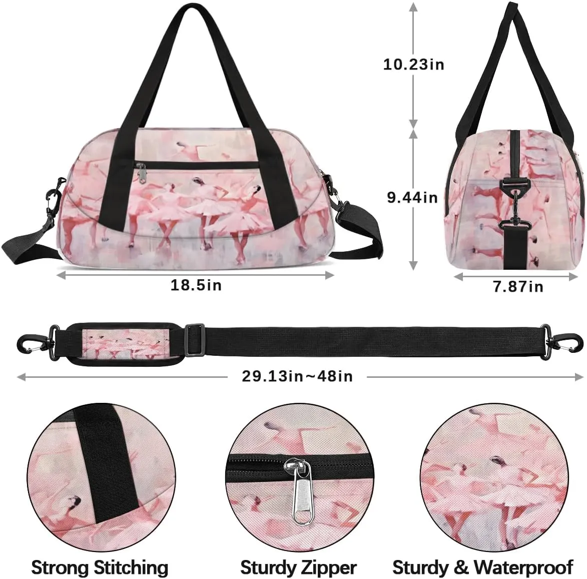 Sport Duffel Bag Ballet Kids Gym Bag Weekender Overnight Bags for Boys Girls Teens Carry On Workout Travel Bag