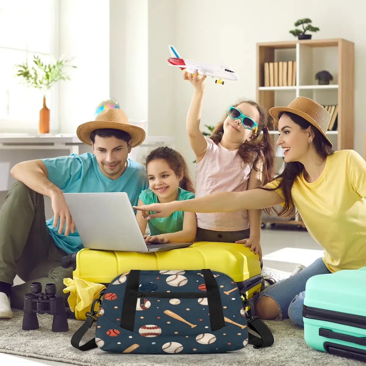 Sport Duffel Bag Baseball Theme Kids Gym Bag Weekender Overnight Bags for Boys Girls Teens Carry On Workout Travel Bag