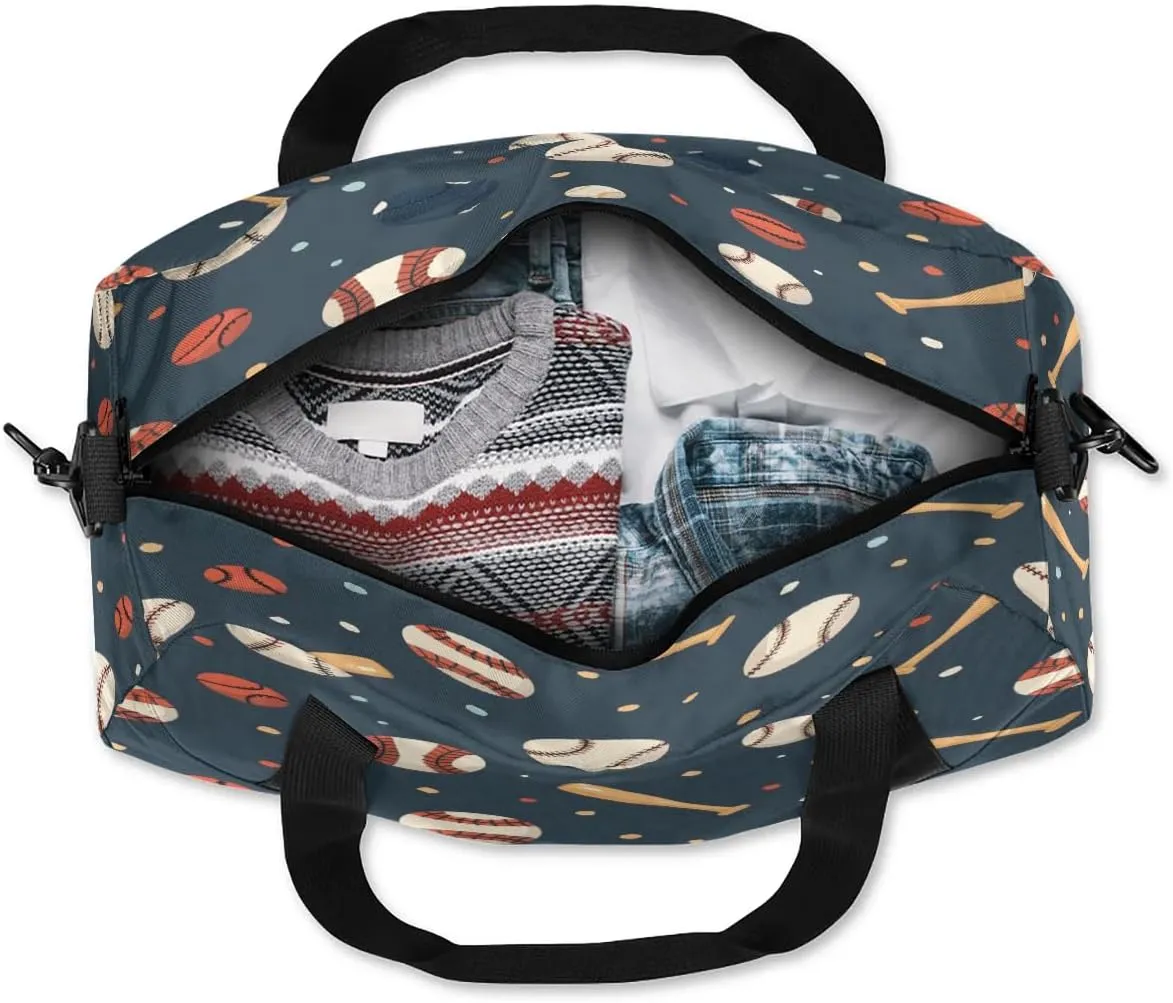 Sport Duffel Bag Baseball Theme Kids Gym Bag Weekender Overnight Bags for Boys Girls Teens Carry On Workout Travel Bag