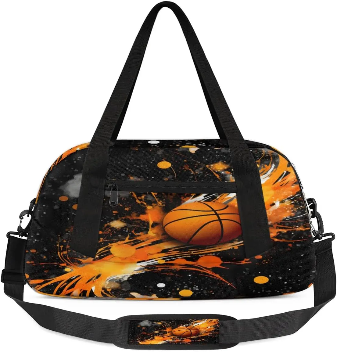 Sport Duffel Bag Basketball Theme Kids Gym Bag Weekender Overnight Bags for Boys Girls Teens Carry On Workout Travel Bag
