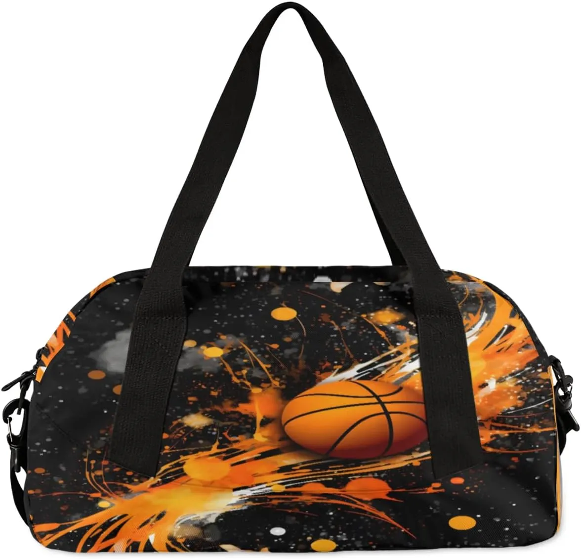 Sport Duffel Bag Basketball Theme Kids Gym Bag Weekender Overnight Bags for Boys Girls Teens Carry On Workout Travel Bag