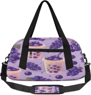 Sport Duffel Bag Blueberry Drink Print Kids Gym Bag Weekender Overnight Bags for Boys Girls Teens Carry On Workout Travel Bag