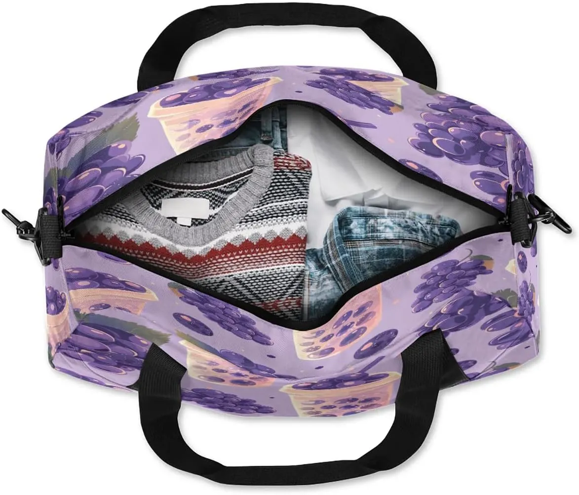 Sport Duffel Bag Blueberry Drink Print Kids Gym Bag Weekender Overnight Bags for Boys Girls Teens Carry On Workout Travel Bag