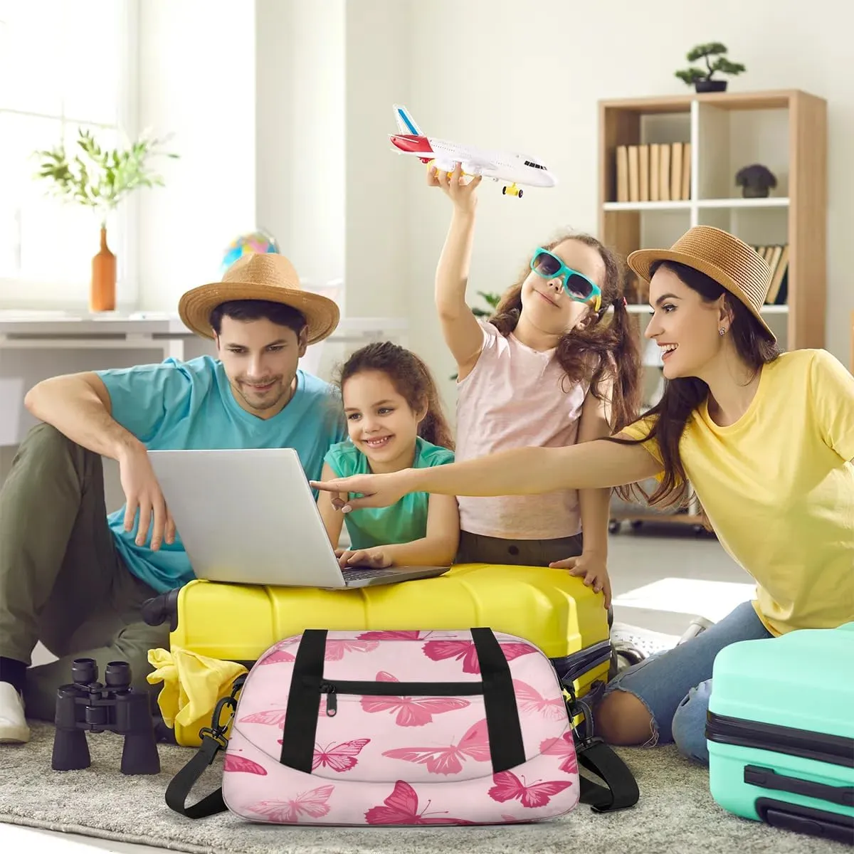 Sport Duffel Bag Butterflies Theme Kids Gym Bag Weekender Overnight Bags for Boys Girls Teens Carry On Workout Travel Bag