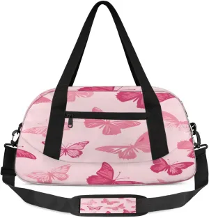 Sport Duffel Bag Butterflies Theme Kids Gym Bag Weekender Overnight Bags for Boys Girls Teens Carry On Workout Travel Bag