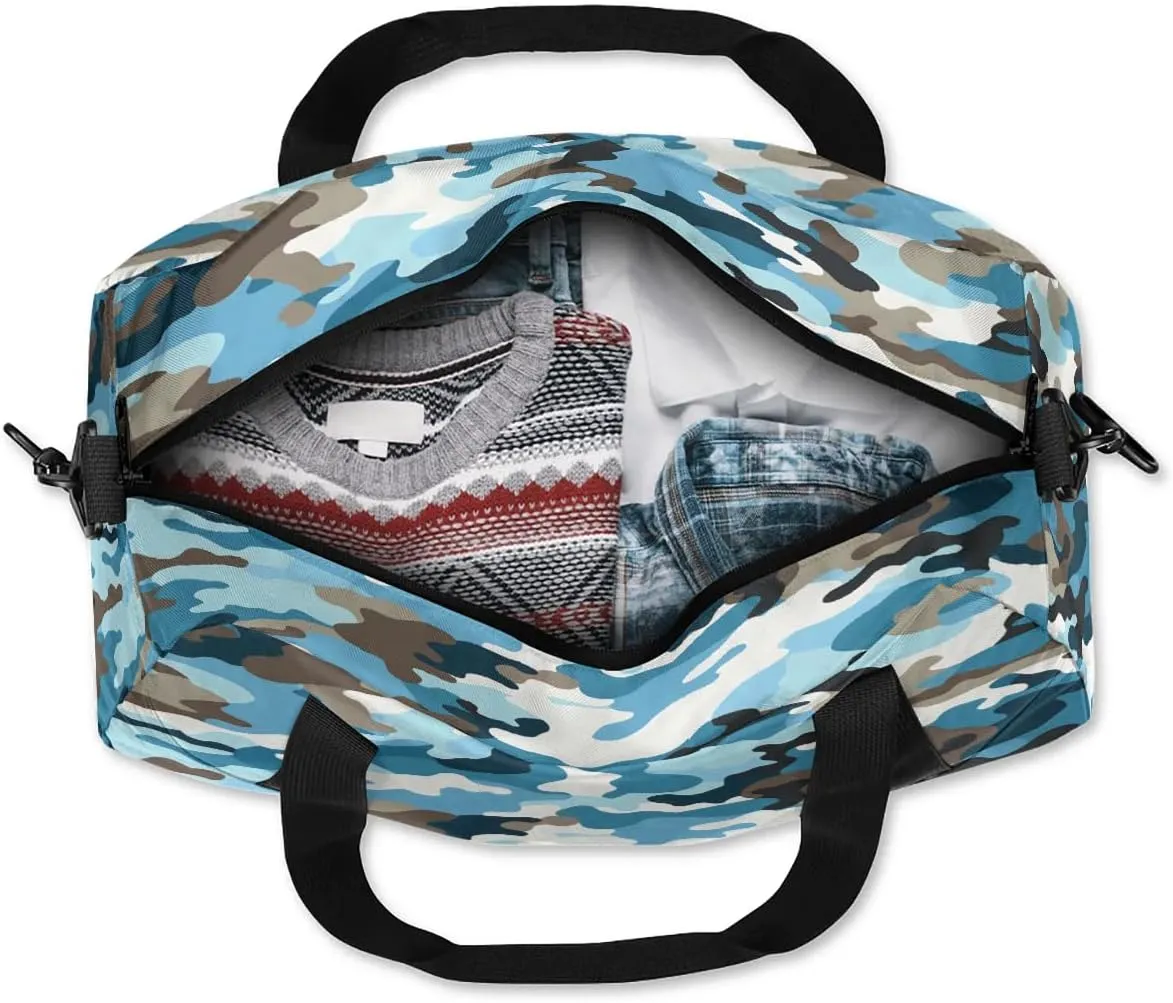 Sport Duffel Bag Camo Print Kids Gym Bag Weekender Overnight Bags for Boys Girls Teens Carry On Workout Travel Bag