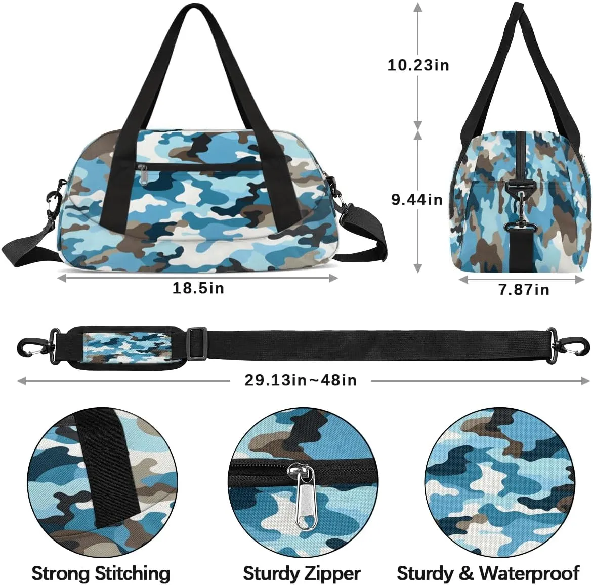 Sport Duffel Bag Camo Print Kids Gym Bag Weekender Overnight Bags for Boys Girls Teens Carry On Workout Travel Bag