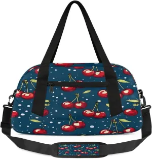 Sport Duffel Bag Cherry Style Kids Gym Bag Weekender Overnight Bags for Boys Girls Teens Carry On Workout Travel Bag