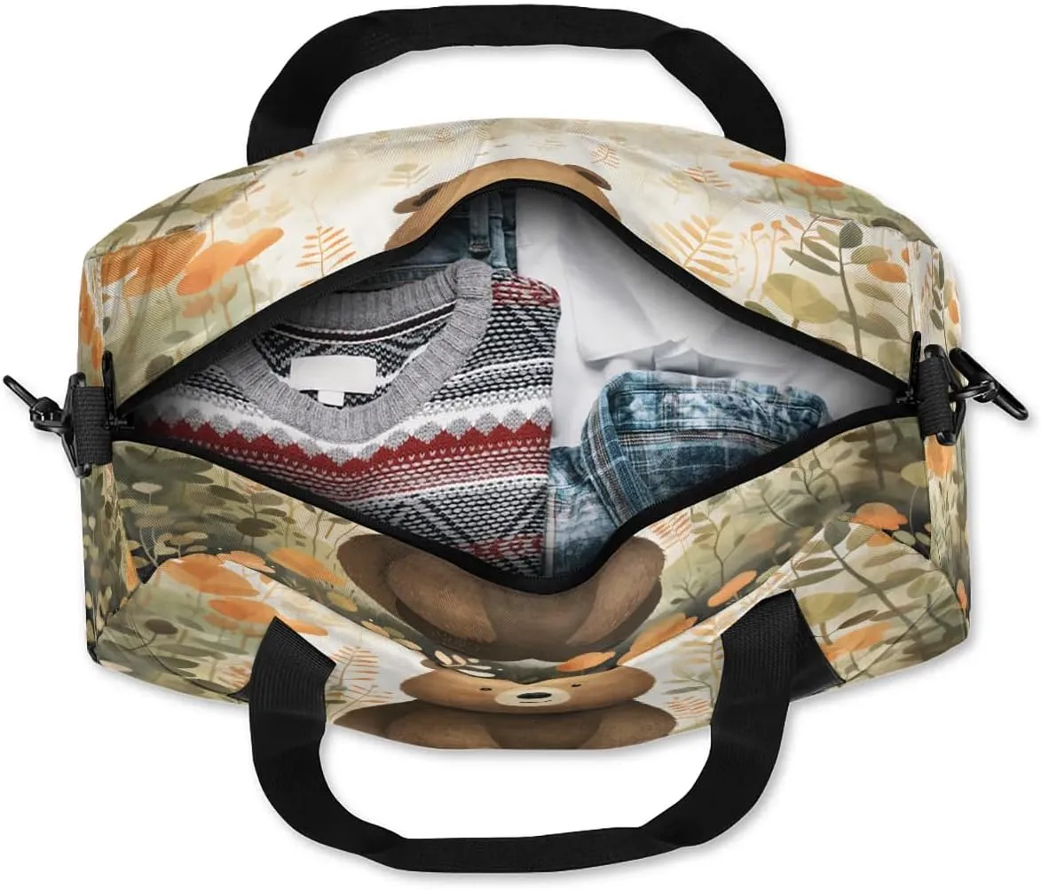 Sport Duffel Bag Cute Bear Kids Gym Bag Weekender Overnight Bags for Boys Girls Teens Carry On Workout Travel Bag