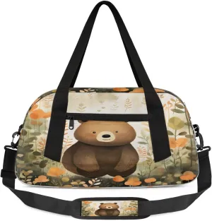 Sport Duffel Bag Cute Bear Kids Gym Bag Weekender Overnight Bags for Boys Girls Teens Carry On Workout Travel Bag
