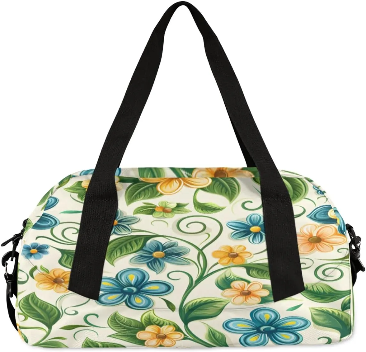 Sport Duffel Bag Cute Flower Leaf Kids Gym Bag Weekender Overnight Bags for Boys Girls Teens Carry On Workout Travel Bag