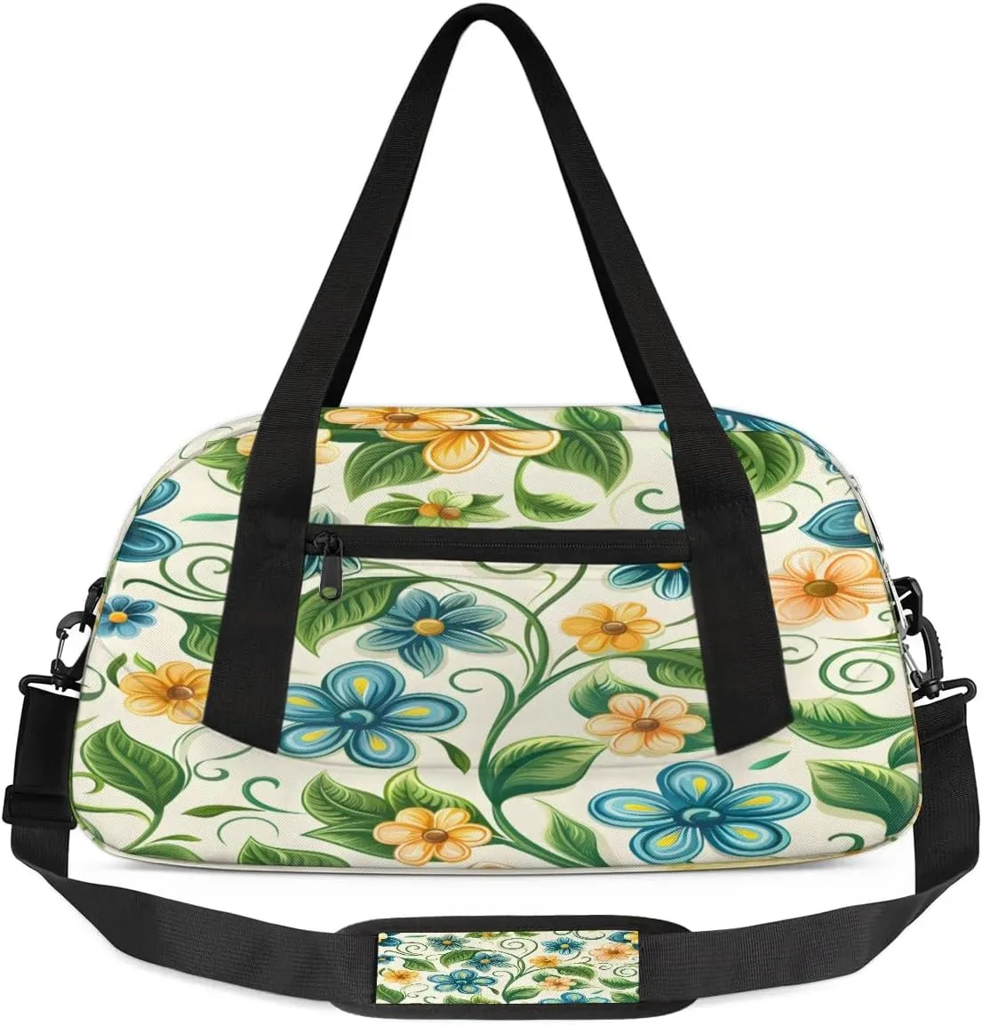 Sport Duffel Bag Cute Flower Leaf Kids Gym Bag Weekender Overnight Bags for Boys Girls Teens Carry On Workout Travel Bag