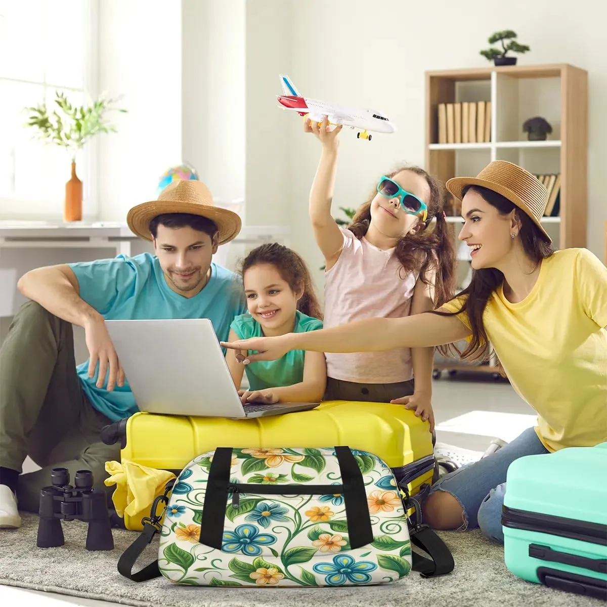 Sport Duffel Bag Cute Flower Leaf Kids Gym Bag Weekender Overnight Bags for Boys Girls Teens Carry On Workout Travel Bag